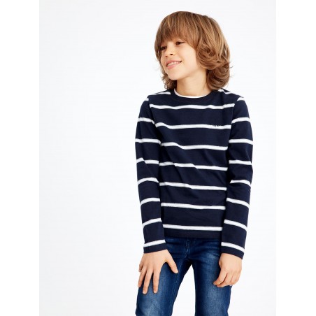 NAME IT KIDS Tanovo langærmet bomulds bluse - Dark Sapphire