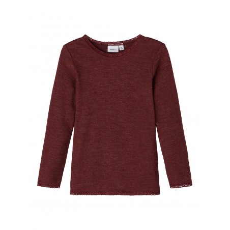 NAME IT Mini Wang Nål Uld Bluse - Red Mahogany