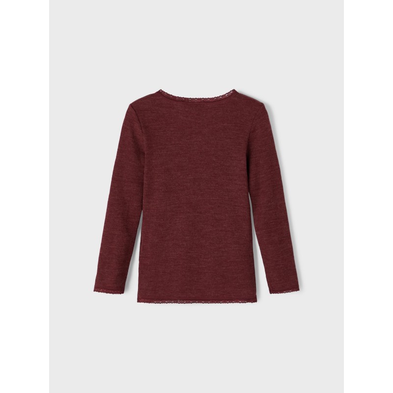 NAME IT Mini Wang Nål Uld Bluse - Red Mahogany