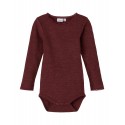 Name It Mini Wool Needle l/s bodystocking - Red Mahogany