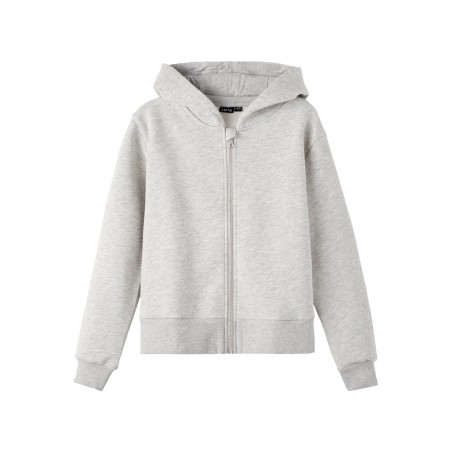 LMTD pige - Opal langærmet kort sweat lynlås cardigan - Light Grey Melange