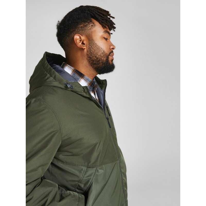 JACK & JONES PLUS JAKKE MED HÆTTE - Forest Night