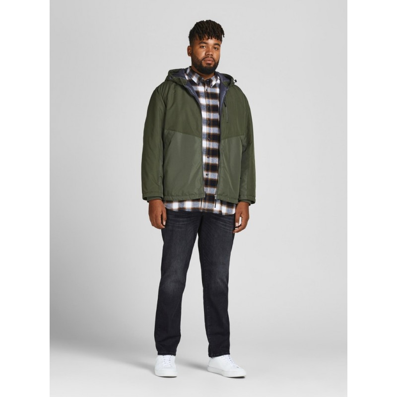 JACK & JONES PLUS JAKKE MED HÆTTE - Forest Night