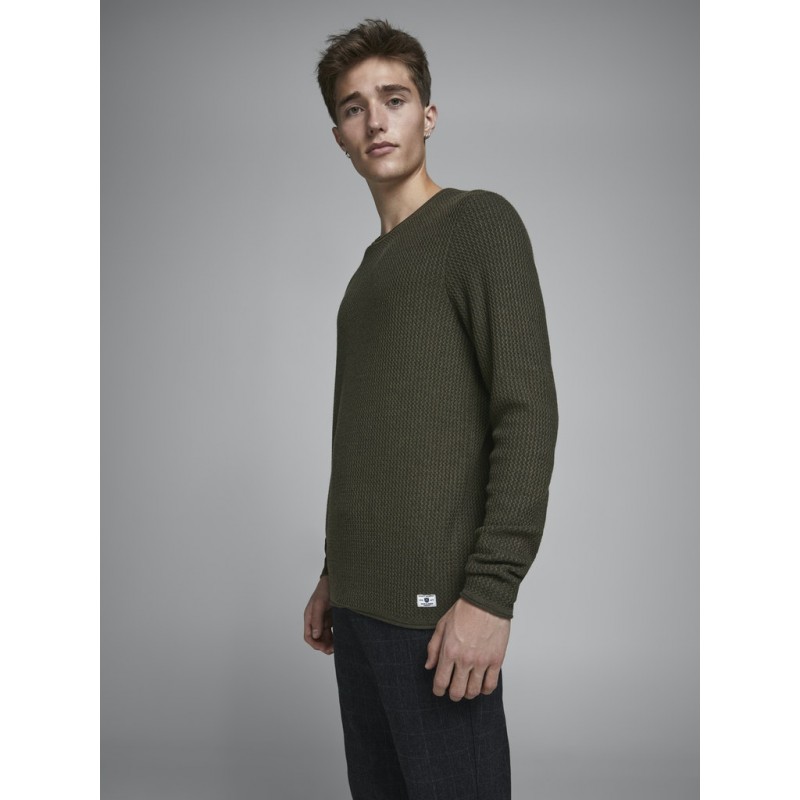 JACK & JONES BLUCARLOS CREWNECK SWEATSHIRT - OLIVE NIGHT