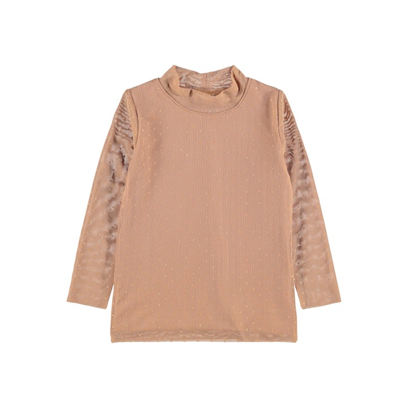 Name It Mini Bluse Mesh Rullekrave - Cafe Au Lait