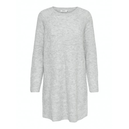 ONLY Carol L/S Strik Kjole - Light Grey Melange