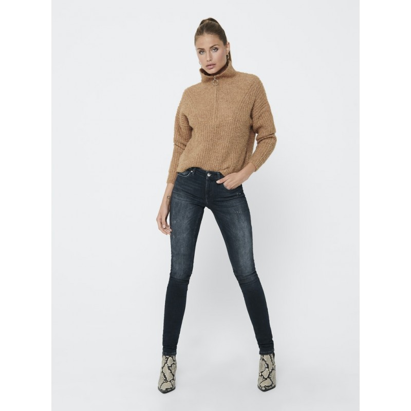 ONLY Emily Strik Zip Pullover - Camel
