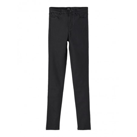 LMTD Coated skinny højtaljet bukser - Black