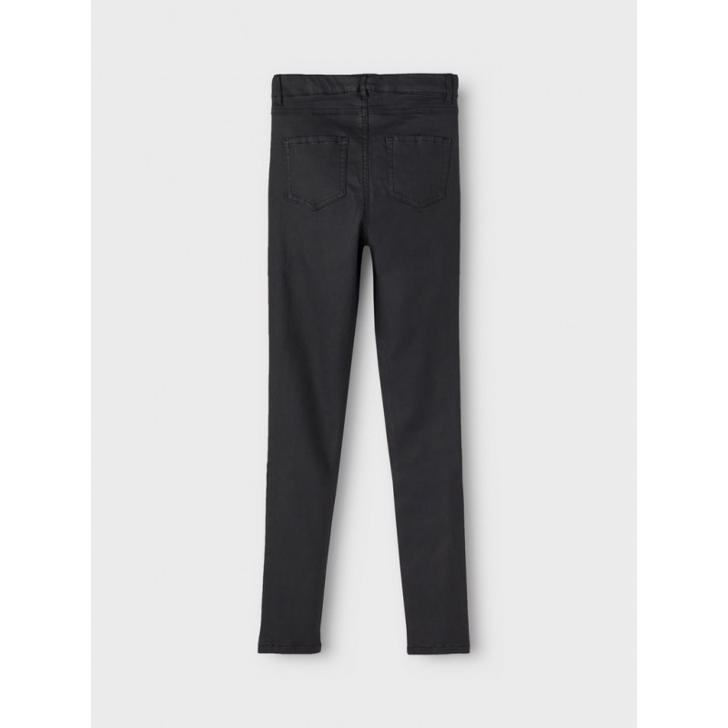 LMTD Coated skinny højtaljet bukser - Black