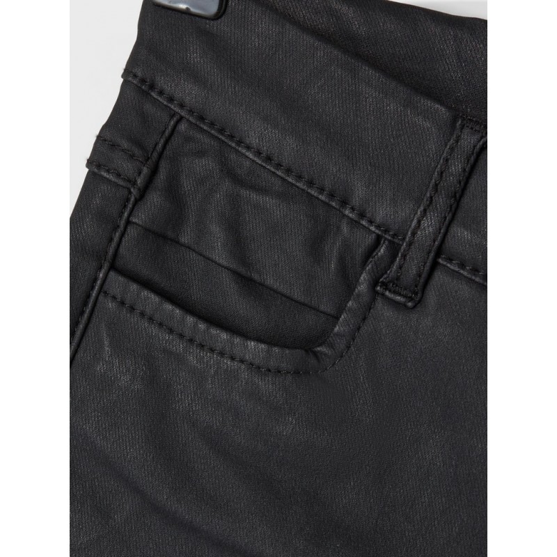 LMTD Coated skinny højtaljet bukser - Black