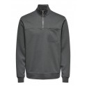 Only & Sons  – Herretøj | Sweatshirt| Highneck Zip | Grå