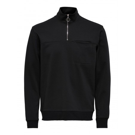 Only & Sons  – Herretøj | Sweatshirt| Highneck Zip | Grå