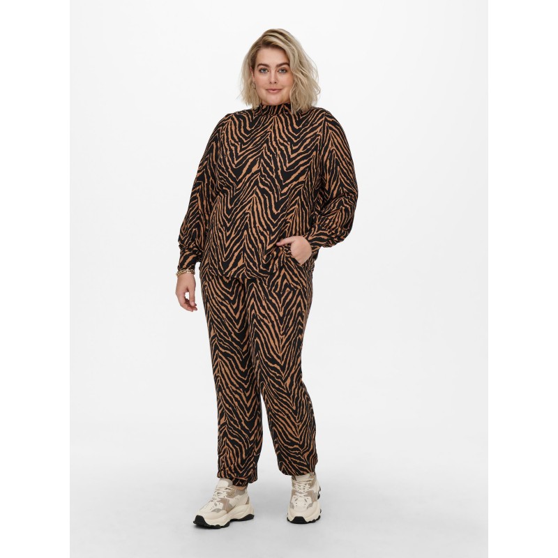 ONLY CARMAKOMA Zebra Bukser - Black/ Brown