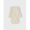 NAME IT BABY Obia langærmet body - White Gray