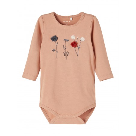 NAME IT BABY Obia langærmet body - Cafè Au Lait