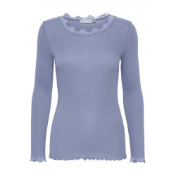 Fransa Zamond langærmet T-shirt med blonde kant - Blue Denim