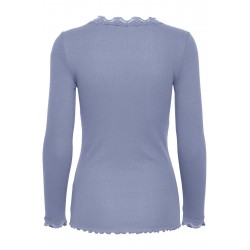 Fransa Zamond langærmet T-shirt med blonde kant - Blue Denim