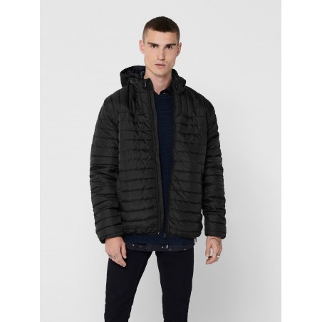 ONLY & SONS PAUL QUILTET HÆTTE JAKKE - SORT