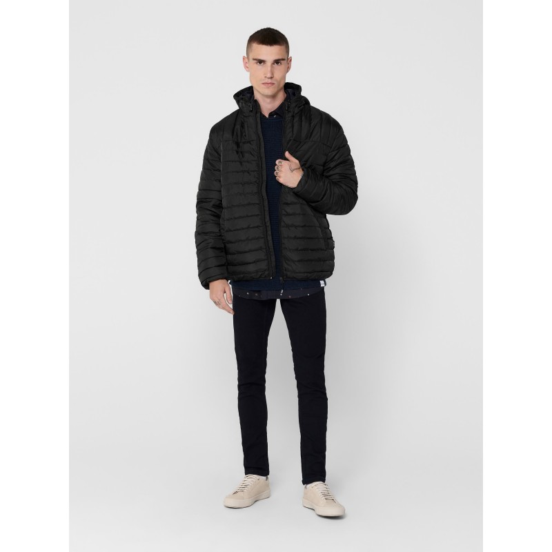 ONLY & SONS PAUL QUILTET HÆTTE JAKKE - SORT