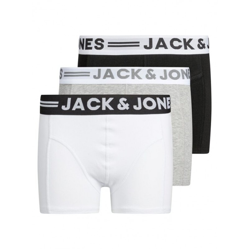 JACK & JONES Sense Trunks 3-Pack  Jnr - Hvid -Grå -Sort