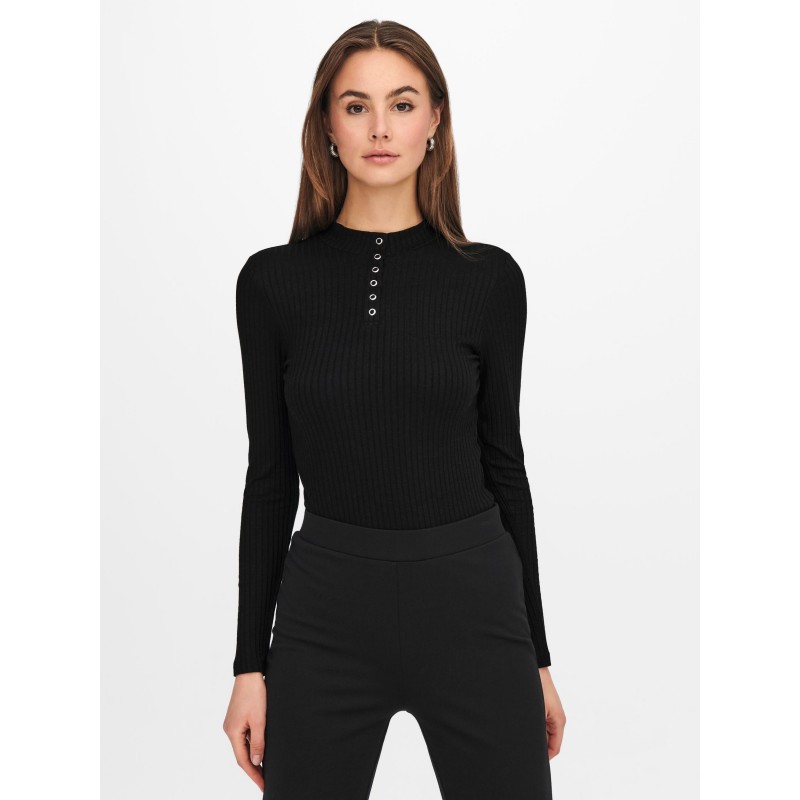 JDY FRANSISKA  HIGHNECK TOP - SORT