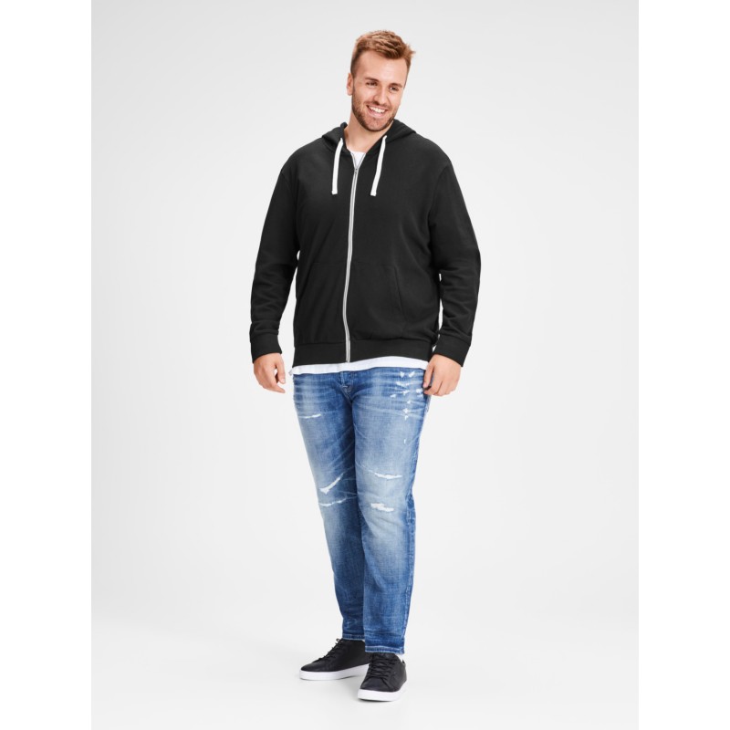 Jack & Jones Plus Holmen zip hoodie - Sort