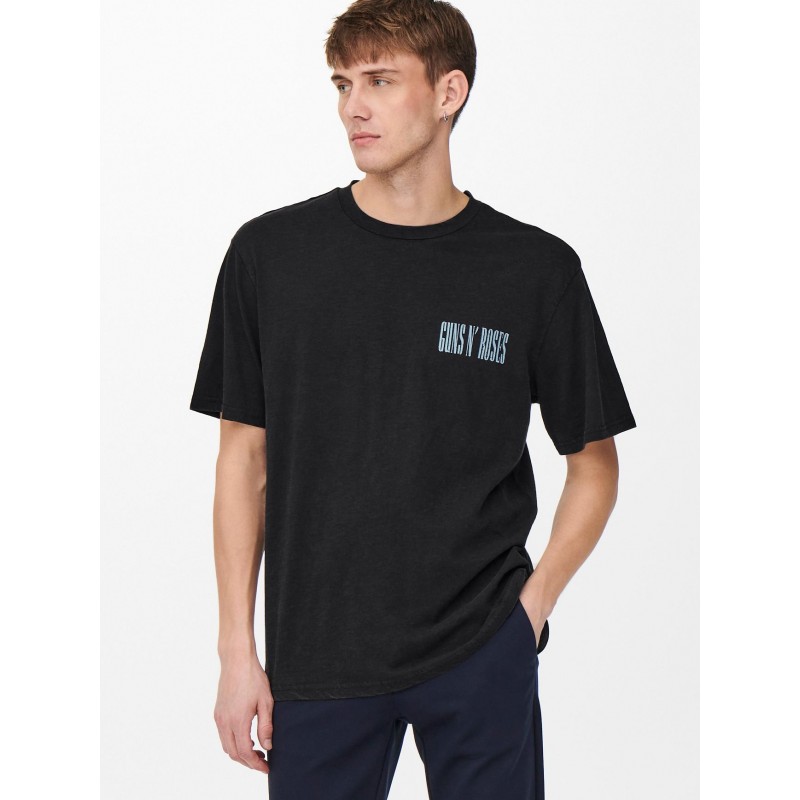 ONLY & SONS Life Gunsn Roses T-shirt - Sort