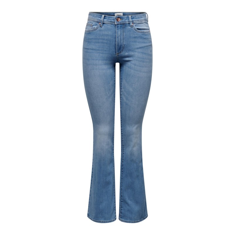 ONLY LIFE HØJTALJEDE FLARED JEANS - LIGHT MEDIUM BLUE