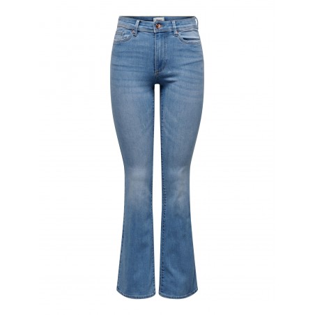 ONLY LIFE HØJTALJEDE FLARED JEANS - LIGHT MEDIUM BLUE