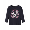 Billig Name it Tøj | Pige T-shirt Med Heste Print | Langærmet Top Navy