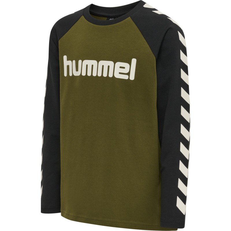 HUMMEL DRENG LANGÆRMET T-SHIRT | Capulet Olive | Hurtig Levering