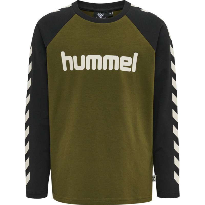 HUMMEL DRENG LANGÆRMET T-SHIRT | Capulet Olive | Hurtig Levering