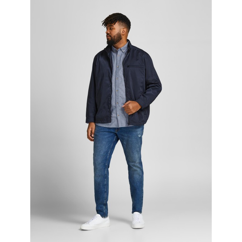 JACK & JONES PLUS Langærmet Hør Skjorte - Lyseblå Meleret