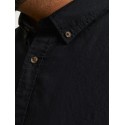 JACK & JONES PLUS Langærmet Hør Skjorte - Sort