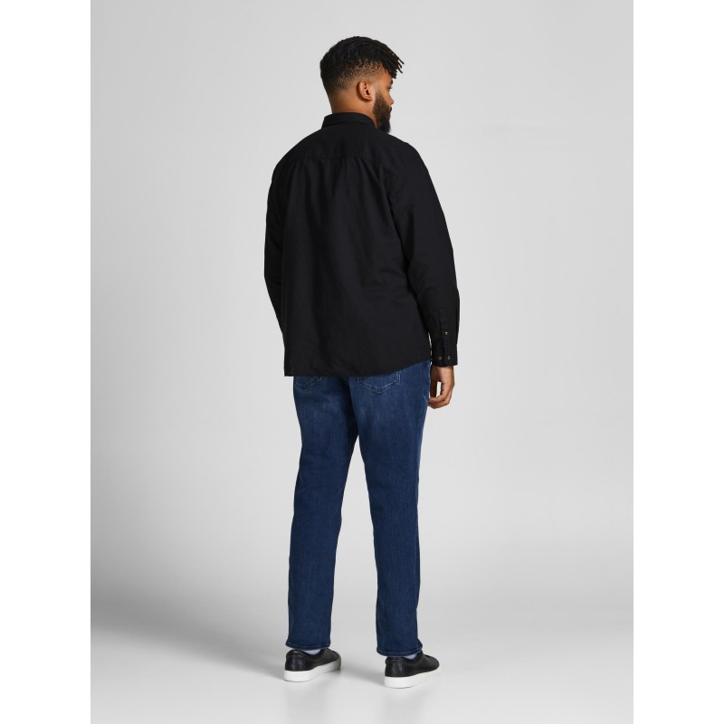 JACK & JONES PLUS Langærmet Hør Skjorte - Sort