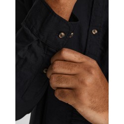 JACK & JONES PLUS Langærmet Hør Skjorte - Sort