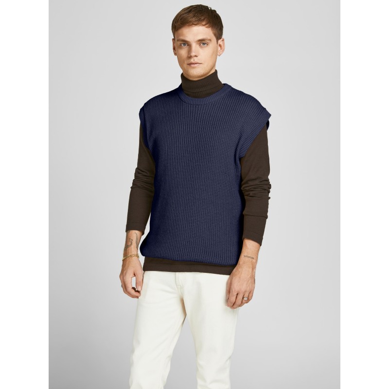 JACK & JONES Landra Strik Vest Med Struktur - Maritim Blue