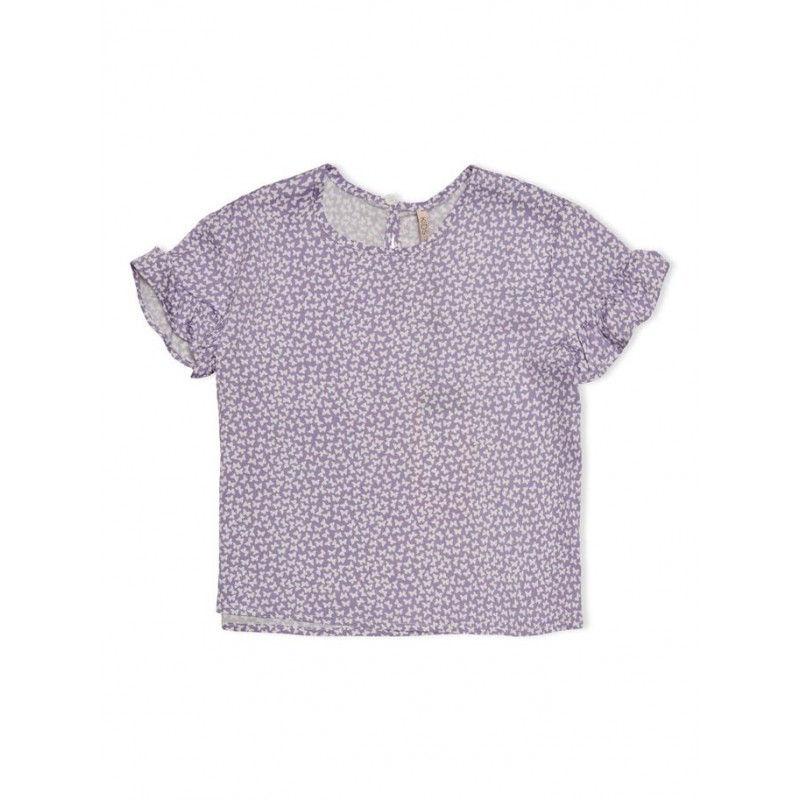 KIDS ONLY SCARLETT RUFFLE S/S TOP - CHALK VIOLET