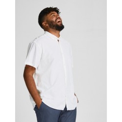 Jack & Jones Plus Kortærmet Hør Skjorte - Hvid