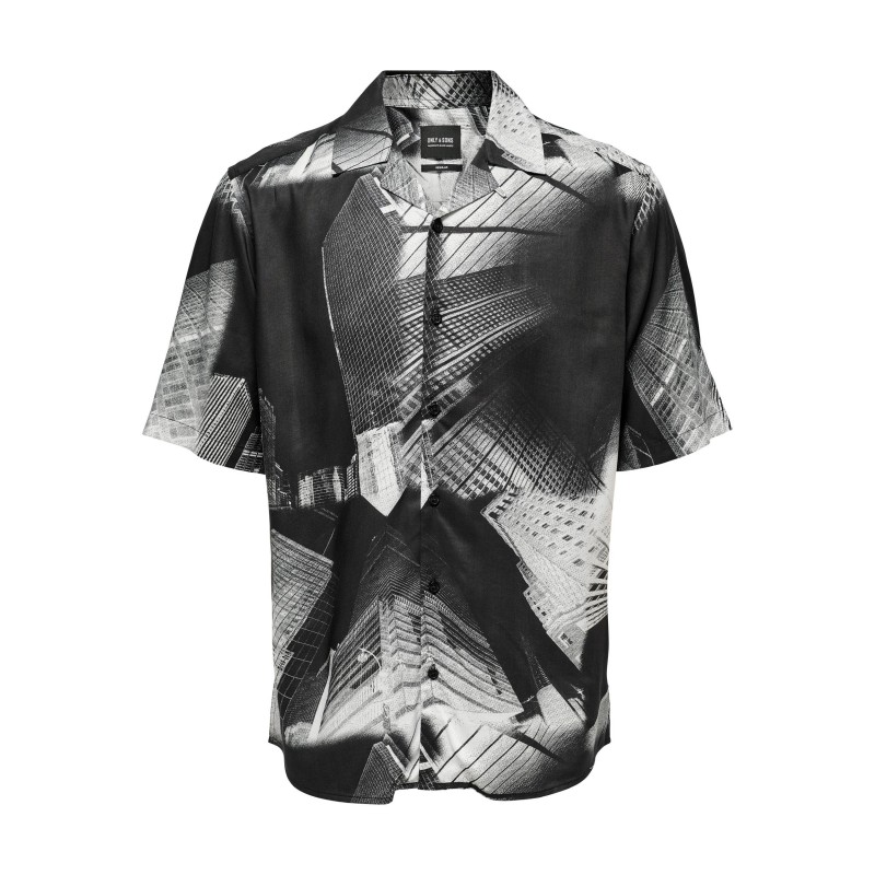 Only & Sons Life Aimes kortærmet viskose Skjorte - Sort / Hvid