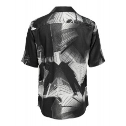 Only & Sons Life Aimes kortærmet viskose Skjorte - Sort / Hvid