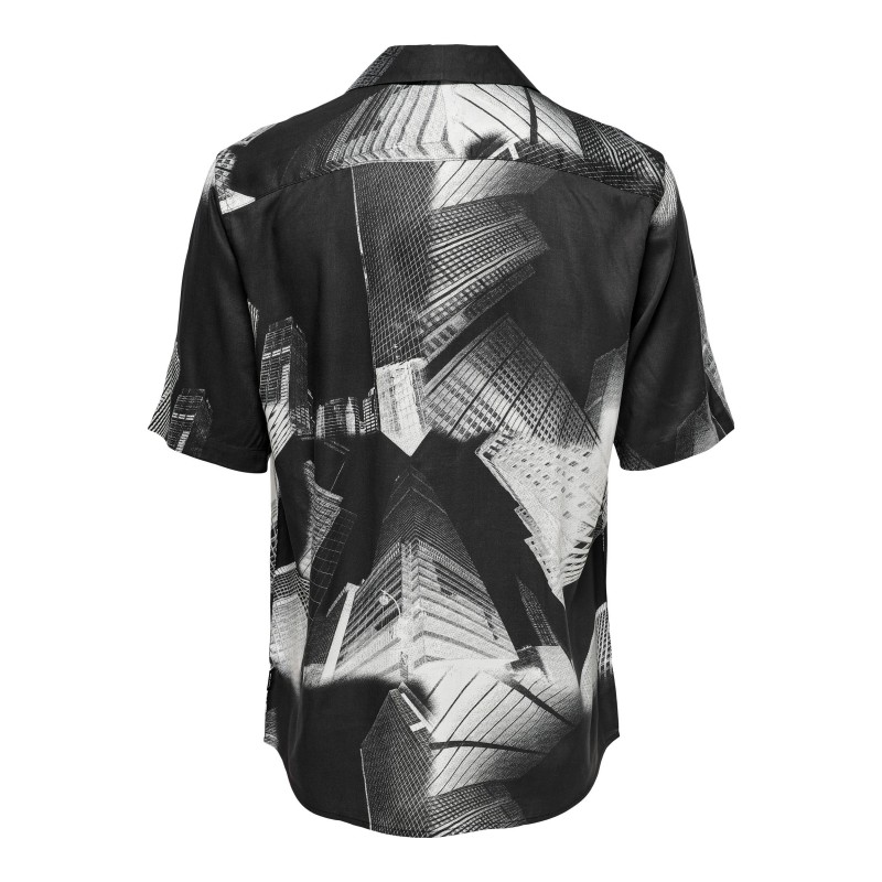 Only & Sons Life Aimes kortærmet viskose Skjorte - Sort / Hvid