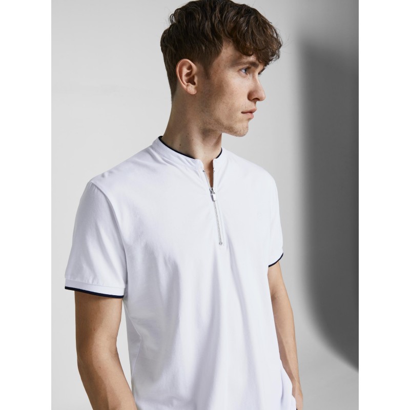 JACK & JONES Kortærmet Polo M. Lynlås - Hvid
