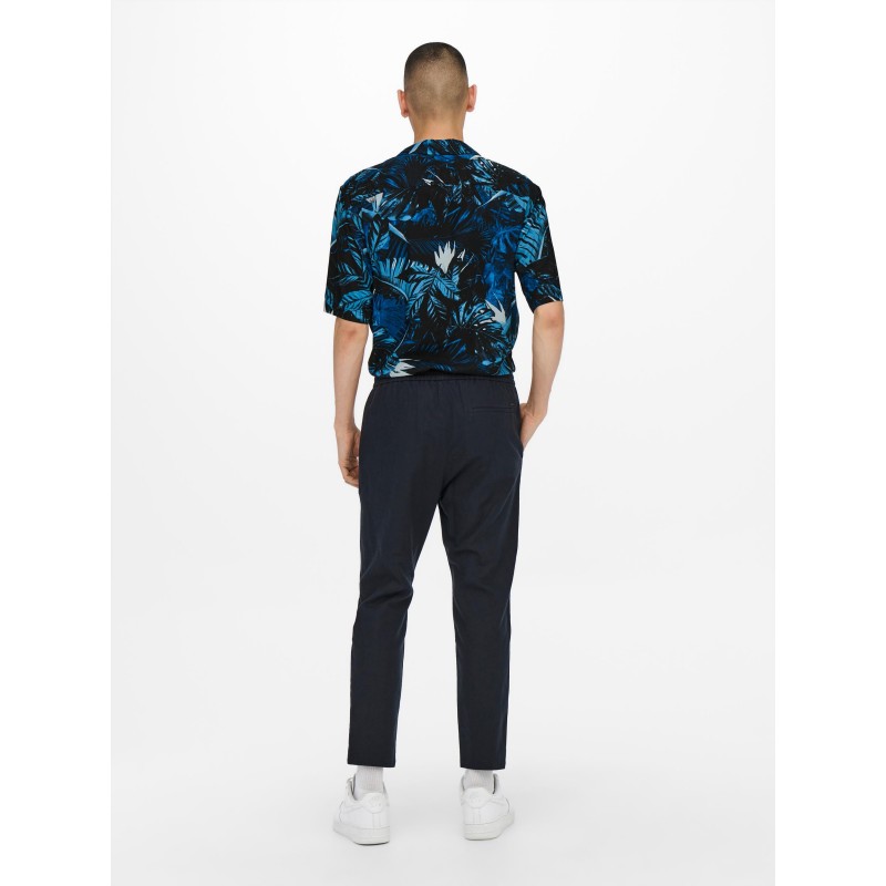 ONLY & SONS Linus Crop Hør Bukser - Dark Navy