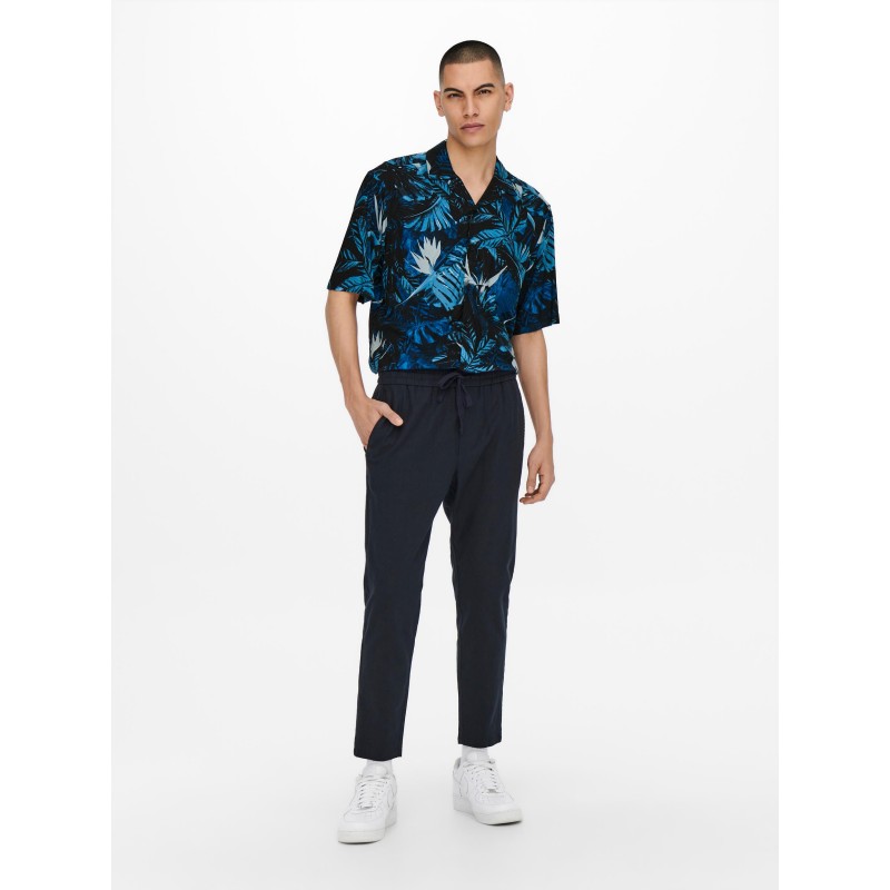 ONLY & SONS Linus Crop Hør Bukser - Dark Navy