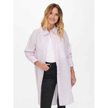Only Mathilde oversized bomulds skjorte - Parfait Pink