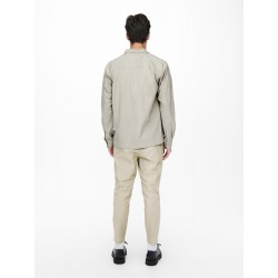 Only & Sons Dash long sleeve stretch overshirt - Silver Lining