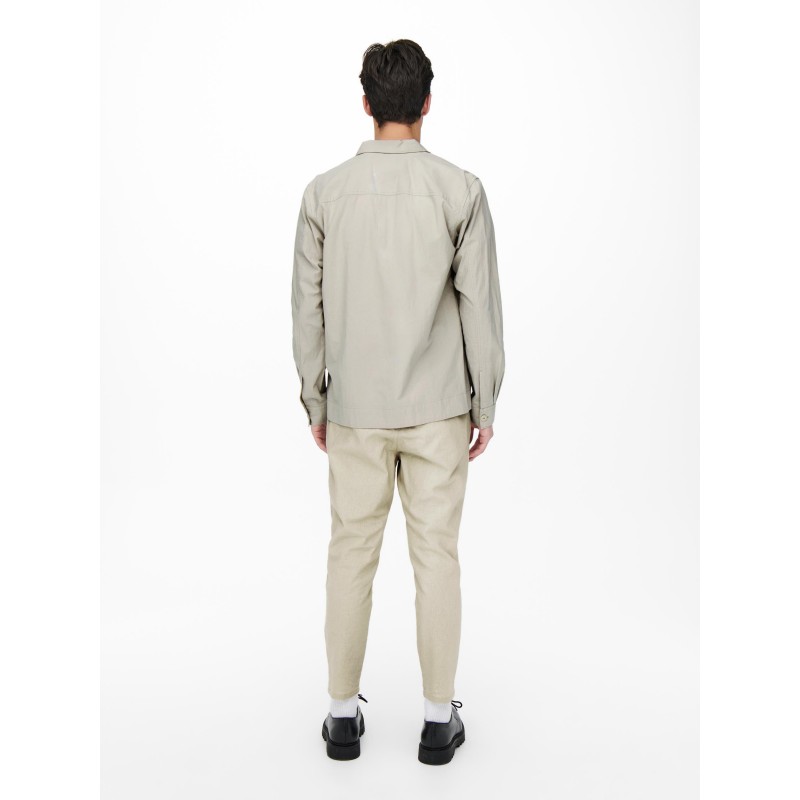 Only & Sons Dash long sleeve stretch overshirt - Silver Lining