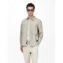 Only & Sons Dash long sleeve stretch overshirt - Silver Lining