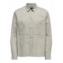 Only & Sons Dash long sleeve stretch overshirt - Silver Lining